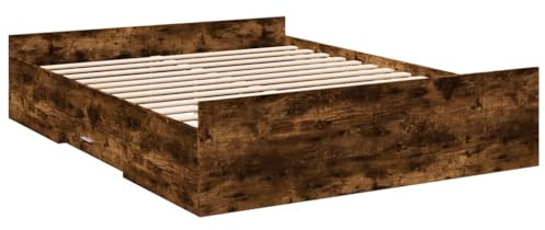 vidaXL Bettgestell mit Schubladen Räuchereiche 160x200cm Holzwerkstoff