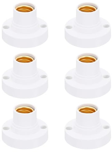 PATIKIL E14 Glühbirnen Fassung 6stk Rund Schraubsockel Lampen Fassung Licht Ersatz Sockel für Halogen CFL Glühbirne Weiß