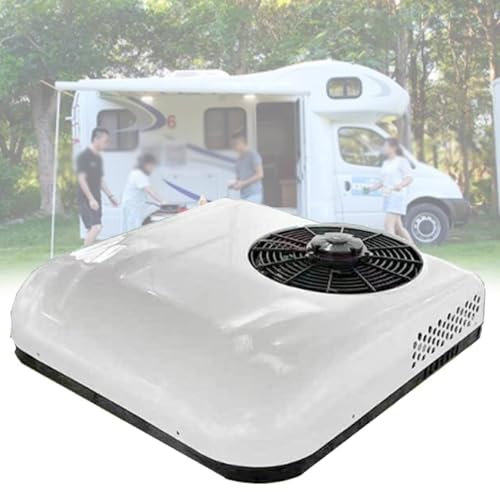 YLANMEI Electric Truck Rv Roof Air Conditioner, Car Hanging Air Conditioners, Mini Air Conditioner for Car, Caravan, Truck, Electric Parking Air Conditioner,White-12V