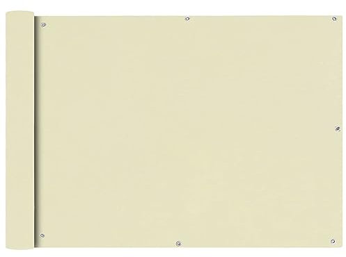 Sufrk Balkonsichtschutz Oxfordgewebe 75x600 cm Creme Balkon Sichtschutz Bespannung Terrasse Windschutz Sonnenschutz Balkonbespannung Balkonverkleidung