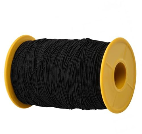 Dokeno Elastisch Faden 0.5mmx320m Elastisch Perlenschnur Gummikordel Stretch Fabric Crafting Beading Cord Faden für DIY Armbändern Halsketten Schmuck Herstellung (Schwarz)