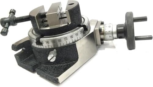MachEl 4/100mm Precision Rotary Table with 80mm Round Vice and Clamping T-Nut Bolts – Ideal for Horizontal and Vertical Milling and Indexing