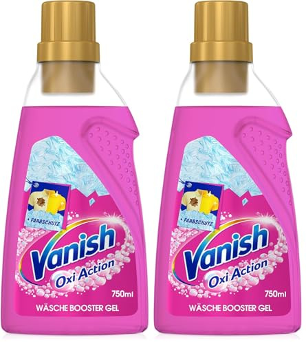 Vanish Oxi Action Gel Pink – 1 x 750 ml – Fleckenentferner und Wäsche-Booster Gel ohne Chlor – Für bunte Wäsche (Packung mit 2)