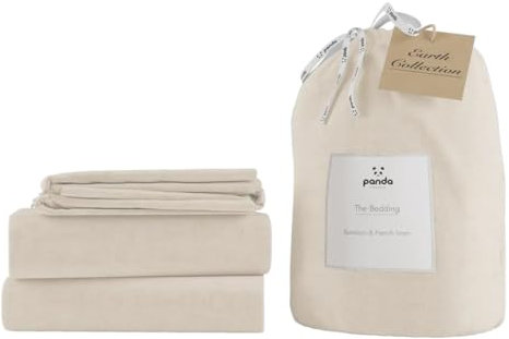 Panda bambu och franskt linne komplett bäddset | UK Super King - naturlig