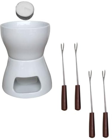 Cabilock Set di Fornello per Fusione di Cioccolato Forno per Fusione di Formaggio Pentola per Fonduta in Ceramica Robusta