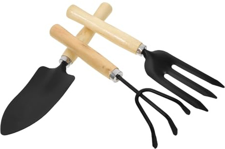 Happyyami Ensemble De 3 Pièces Outils de Jardinage Petite Fourche de Jardin Outils de Jardin Zen Mini-Pelle Jouets râteau Pelle pour Enfants Main de Pelle de Jardin Pelle à Main Le Fer Black