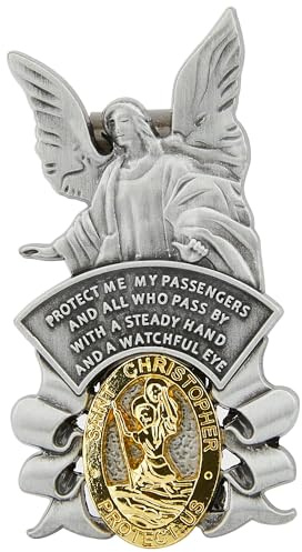 Schutzengel Visier Clip Heiliger Christophorus Medaille für Auto, Segen Fahren Sicherheit Religiöses Geschenk für Eltern, Familie, Freund, Fahrer