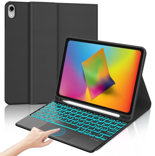 FOGARI Tastiera per iPad 10a Generazione 2022, Custodia Tastiera Retroilluminata con Touchpad per iPad 10 Generazione 10.9“ 2022 e iPad 11 (A16 2025), Cover con Italiano Bluetooth Keyboard, Nero