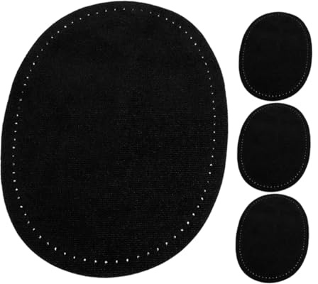 OSALADI 2 Pairs Oval Sewing Repair Patches for Elbow and Knee, Black Fake Leather Shoulder Patches with Decorative Applications to Maintain Shape, for DIY Clothing Accessories