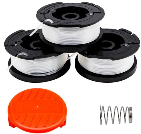 YHSKJCD 4 Pack Strimmer Spool for Black and Decker, 30ft 0.065 AF-100 Autofeed Replacement Spools, Compatible with Black+Decker String Trimmers, 3 Line Spools+1 Springs
