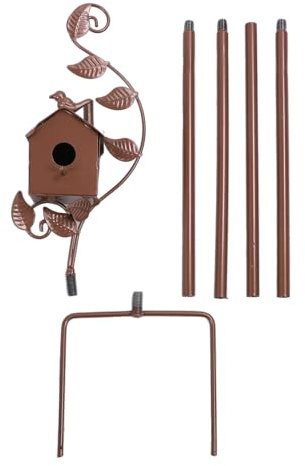 ANKROYU Metal Bird House With Poles Premium Iron Outdoor Garden Decoration Stake For Patio Backyard Birdhouses Height 19.5cm Unassembled