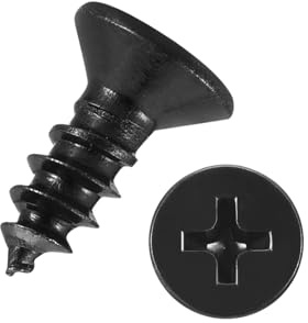 Kozelo 100pcs Phillips Flat Head Wood Screws - [ST3x6mm] Carbon Steel Countersunk Self Tapping Screws for Furniture Assembly, Interior Trim, Outdoor Construction, Black | Flat Head Countersunk Self Tapping Screws for Furniture Assembly, Interior Trim, Outdoor Construction