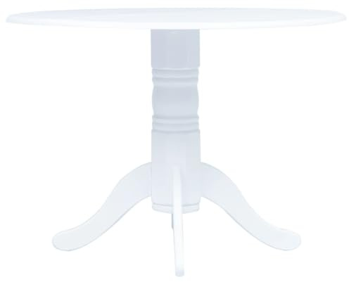 KTHLBRH Esstisch Weiß Tafel Speisetisch für Innenraum 106 cm Massivholz Gummibaum