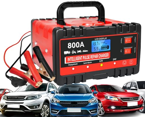 Chargeur de Batterie de Voiture - Maintenance de Batterie | Accessoire Intelligent 12V 24V pour Maintenance Véhicules Utilitaires et Automobiles Chargement Rapide Voyage