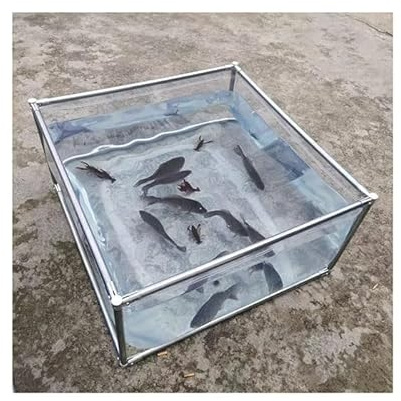 Above Ground Pool with Clear Viewing Panel, Drain Valve, PVC Canvas & Steel Frame - 150x300x61CM Aquarium Pond for Outdoor Fun & Relaxation