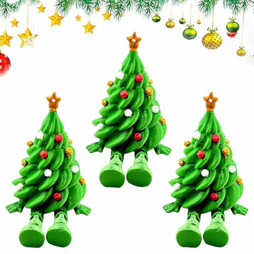 3D Mini Weihnachtsbaum Deko mit Artikuliertem Standfuß 3 Stück Weihnachtsbaum Tischdeko Weihnachts Geschenke für Büro Wohnzimmer Schreibtisch Deko