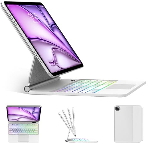 Magic Keyboard - Funda para iPad Air de 11 pulgadas (M3 2025, M2 2024) y iPad Pro de 11 pulgadas (4ª/3ª/2ª/1ª generación), funda para iPad Air de 5ª/4ª generación con teclado, soporte voladizo