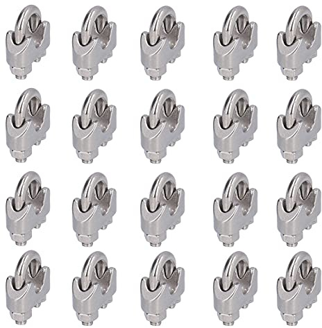 Tnfeeon Juego de Abrazaderas para Cables, Clips para Cables de Acero Inoxidable 304, Sujetadores Resistentes de 20 Piezas para Conexiones de Seguras y Aplicaciones de Aparejo (M8 (8 mm))