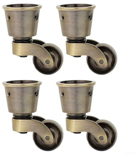 4 Stück antike Tassenrollen, Messing, leiser Betrieb, hohe Tragfähigkeit, Möbelrollen, geeignet für Möbel, Anzüge, Betten, Sessel, Bronze