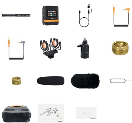 Aumotop VM40 Microphone sans Fil Double Canal pour Appareil Photo, Smartphone, PC, Micro Super Cardioïde 48 K/32 Bits pour Interviews Vidéo, Streaming en Direct, 2 Microphones Inclus (VM40)