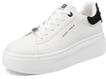 QUEEN HELENA Sneakers Alte Platform Donna X34-14 (X34-15 Bianco e Nero, Sistema Taglie Calzature EU, Adulto, Donna, Numero, Media, 37)