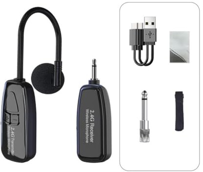 Helilyco Micrófono inalámbrico con clip para saxofón, trompeta y trombón de 160 pies para rango, recargable de 400 mAh, patrón hipercardioide