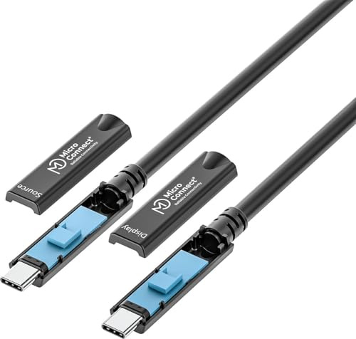 NexaCore Cavo USB-C a USB-C in Fibra Ottica 15 m, USB 3.2 Gen 2, 10 Gbps, Video 8K, Power Delivery 40 W, Bidirezionale, Nero