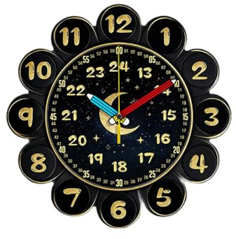 Colcolo Reloj de Aprendizaje para niños, a Decir Hora, Reloj analógico Educativo, Creativo y Moderno para Escuela y Sala de Estar, Negro