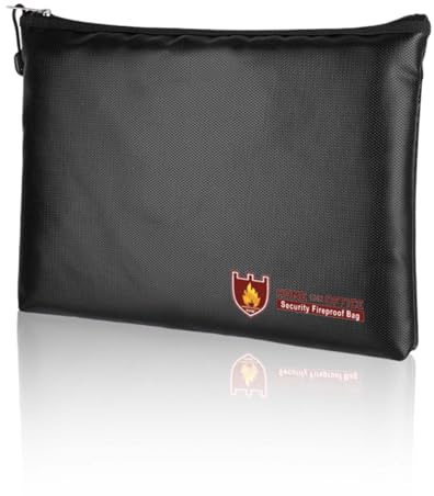 Futuhada Feuerfeste Dokumententasche 34 x 25 cm, Wasserdicht Geldtasche | mit Reißverschluss, Hitzebeständig bis 800℃, Große Kapazität für Dokumente, Reisepass, Bargeld, Bankunterlagen