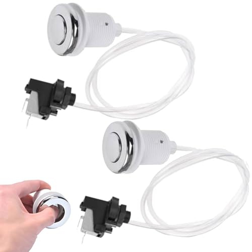 Tissting Lot 2 Interrupteurs à Pression d'air, Kit Boutons Pneumatiques | Ensemble de Commutateur de Bouton d'air Acier Inoxydable 250V pour Salle de Bain Tube Spa Ordures Piscines