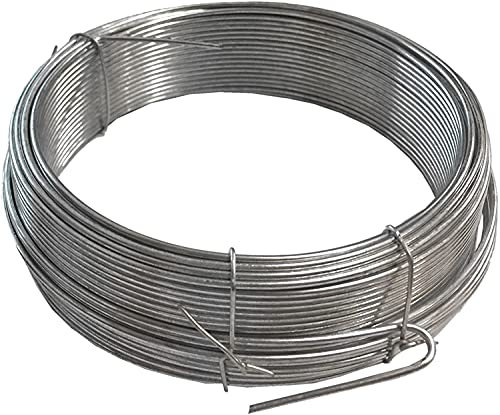 Merriway BH00327 Galvanised Garden Wire, 2mm x 20 Metres (65ft) 12 Gauge 5/64 inch Thickness, Grey,Grey