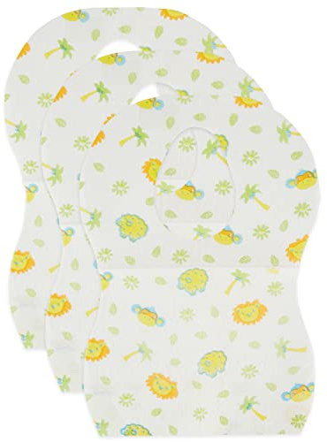 Bieco Einweg Lätzchen | 30 Stk. aus Zellstoff | Baby Bib Ideal für Unterwegs | Spucktücher | Weiß Mit Motiven | Zum Binden | Latz Tuch