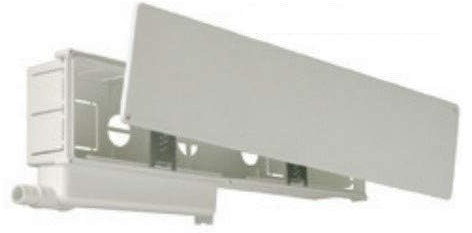 3S SuperSamaStore Cassetta Splitbox per Climatizzatore con Sifone Incorporato, Vaschetta Raccolta Condensa a 3 Uscite Ø 16-20, Dimensioni 455x100x65 mm, Scarico Centrale o Laterale, Plastica