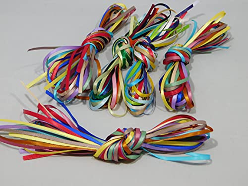 One Bundle 10 x 1 metre x 3mm Satin Ribbon Assorted Colours Double Sided 10 metres Decorative Cards Easter Christmas Thin 3 mm 1/8