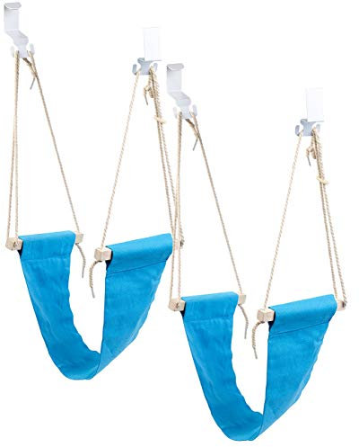 PEARL Fußstütze Schreibtisch: 2er-Set Fuß-Hängematten mit Echtholz-Stäben, zum Einhängen, 60 cm (Fuß-Hängematte für Schreibtisch, Fußstütze Büro, Fußschaukel)