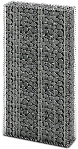 Tidyard Steinkorb Gabione mit Deckeln Verzinkter Draht 200 x 85 x 30 cm Stein-Gabionen Steinzaun Drahtkorb Garten Gabionen Silberfarben