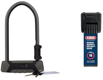 ABUS Bügelschloss Granit XPlus 540 + Eazy KF-Halterung & Faltschloss Bordo Granit XPlus 6500/85 ST mit Schlosstasche - Fahrradschloss aus gehärtetem Stahl - ABUS-Sicherheitslevel 15-85 cm - Schwarz