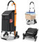 VOUNOT® Carrello Spesa Pieghevole in Alluminio, Carrello Portaspesa 6 Ruote con Borsa Oxford Staccabile e Ganci, 58 L, Nero