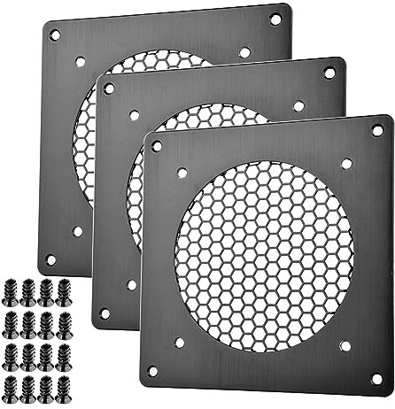 Euroharry Rejilla de ventilación de 120 mm para PC, ordenador, AV, armarios electrónicos, (metal cepillado, 1 pieza) (3 unidades)