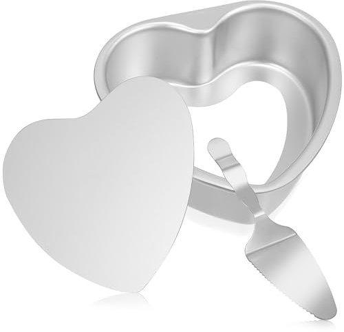 Kichvoe Heart Shaped Cake Mold 8 Inch with Detachable Bottom and Cake Shovel Aluminium Baking Pan for Cakes Muffins Desserts Ideal for Parties and