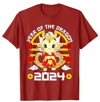 Décorations du Nouvel An chinois 2024 Année du dragon garçon fille T-Shirt
