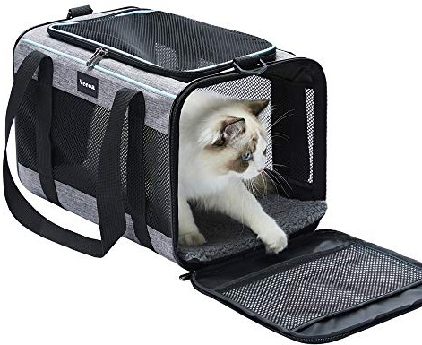 Vceoa 19x12x12 Inches Cat, Dog Carrier for Pets Up to 22 Lbs, Soft-Sided Cat Bag Animal Carriers Travel Puppy Carry As a Toy of Fabric Pet Home