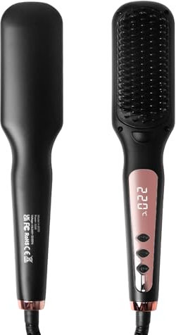 BelonLink Spazzola Lisciante per Capelli, Piastra per Capelli Ioni Negativi, Pettine per Riscaldamento Elettrico, 6 Temperature, 120°C-220°C, Riscaldamento Rapido, schermo LED, Anti-Scottatura