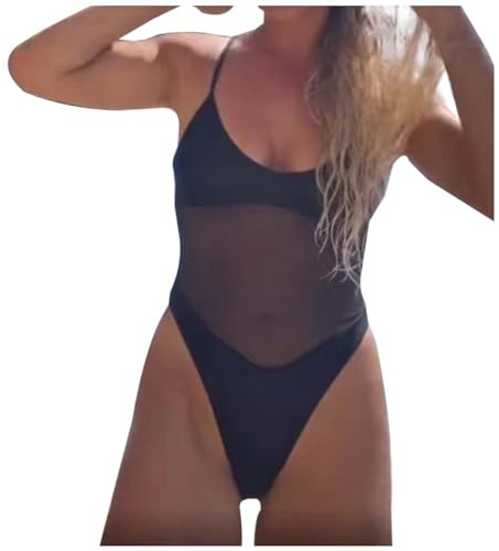 Generisch 2025 Maillot de bain bikini pour femme pour bronzer sur la plage, marron clair, respirant, à nouer, bikini de sport pour femme, Noir , L