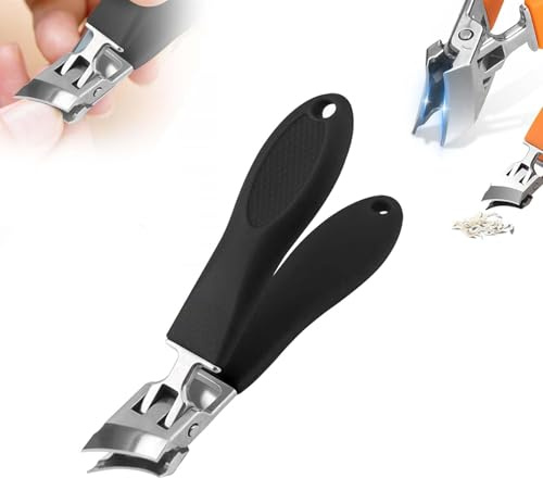 Lavito Nagelknipser,schräger Nagelknipser mit breiter Backenöffnung und Spritzschutz,Tragbarer ultrascharfer Nagelknipser für eingewachsene Nägel und dicke Zehennägel (Schwarz)
