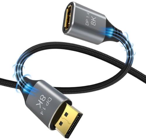 SELiLe 8K Transparent DisplayPort 1.4 8K60Hz Mâle Femelle Câble 4K 144Hz pour Vidéo et Gaming Câble d'extension Efficace