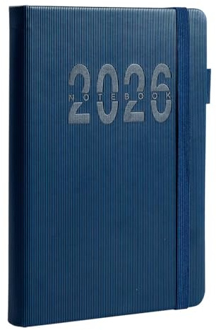 Stundenplaner, Tagesplaner 2026 mit Streifenverschluss, A5-Notizbuch mit vertikalen Streifen in Englisch, für akademische Studenten, Lehrer, Fitness, Tagebuch, Arbeitstreffen, Reisen
