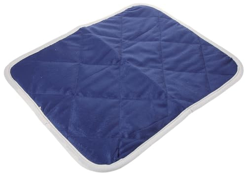 CORHAD Beheizbare Haustiermattem 48x70cm aus Stoff Dunkelblau mit Grauem Rand für Hunde Katzen Indoor Outdoor