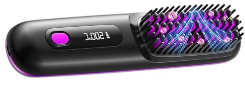 Nkmifeg Plancha Para El Cabello Portátil - Peine Alisador Inalámbrico Sin Cable,3 Niveles De Temperatura Cerámica Para Pelo Húmedo Y Uso En Casa Playa Salón Viaje,Estilizador Para Viajes Uso En Y