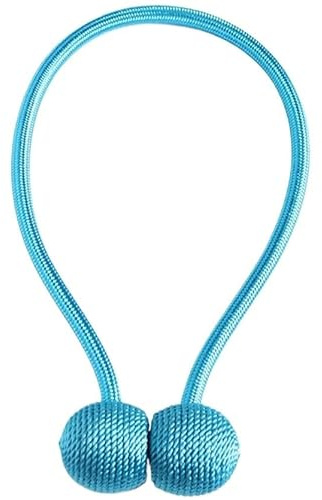 NDLHXKFRP Cortinas magnéticas, Alzapaños magnéticos for Cortinas, Hebilla de Cadena esférica Trenzada, Multicolor, 40 cm(Skyblue)